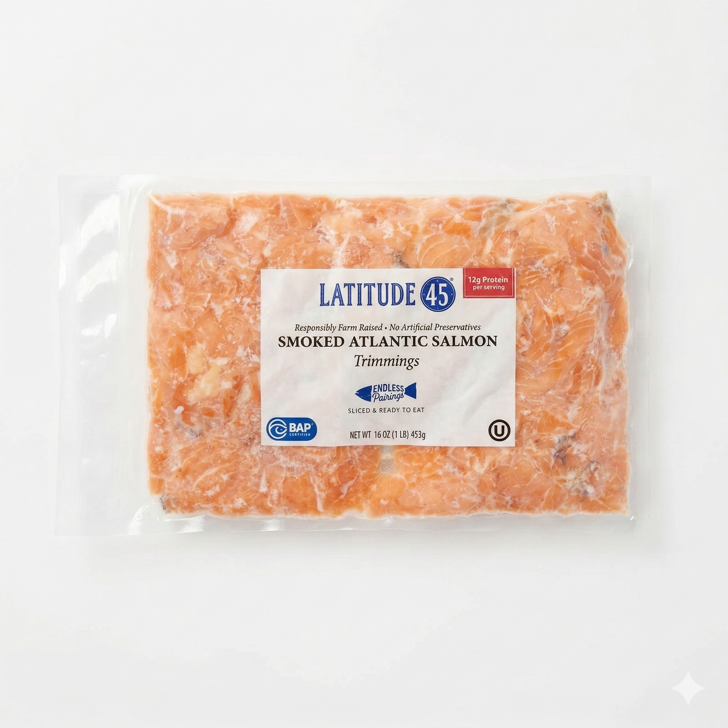 Salmón Ahumado Frío Recortes (453 grs.)