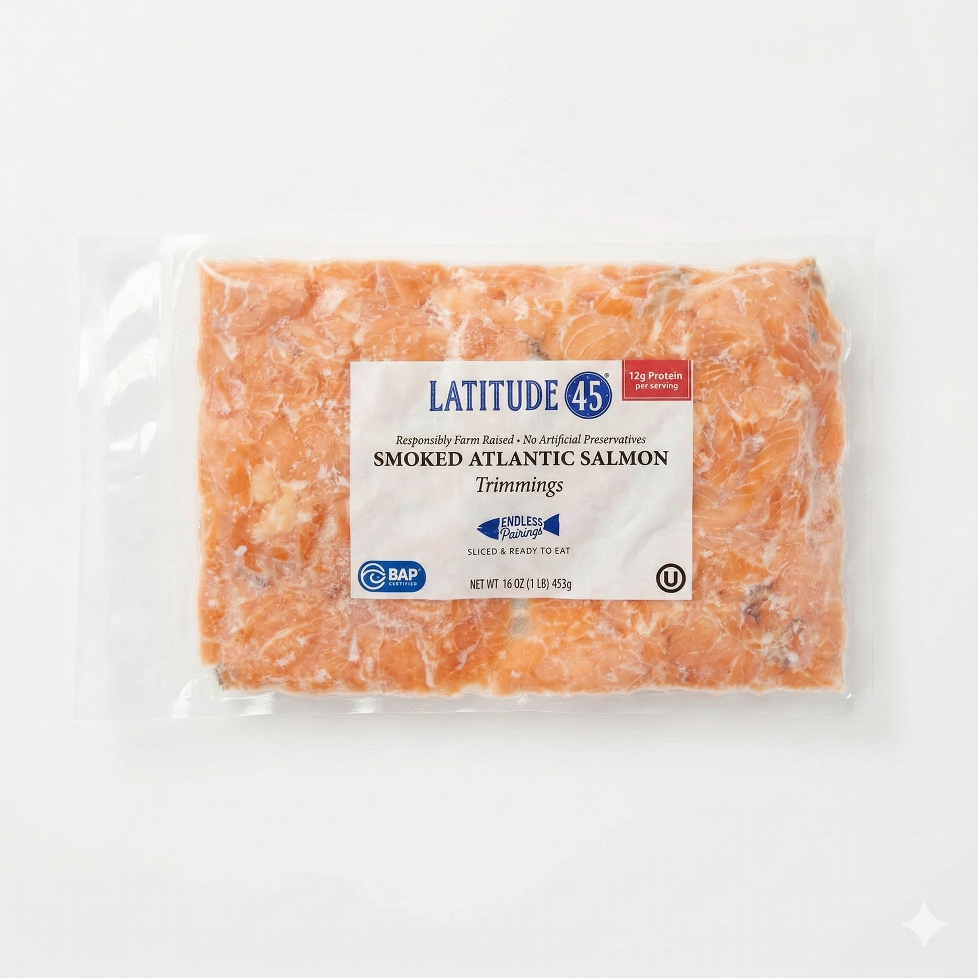 Salmón Ahumado Frío Recortes (453 grs.)