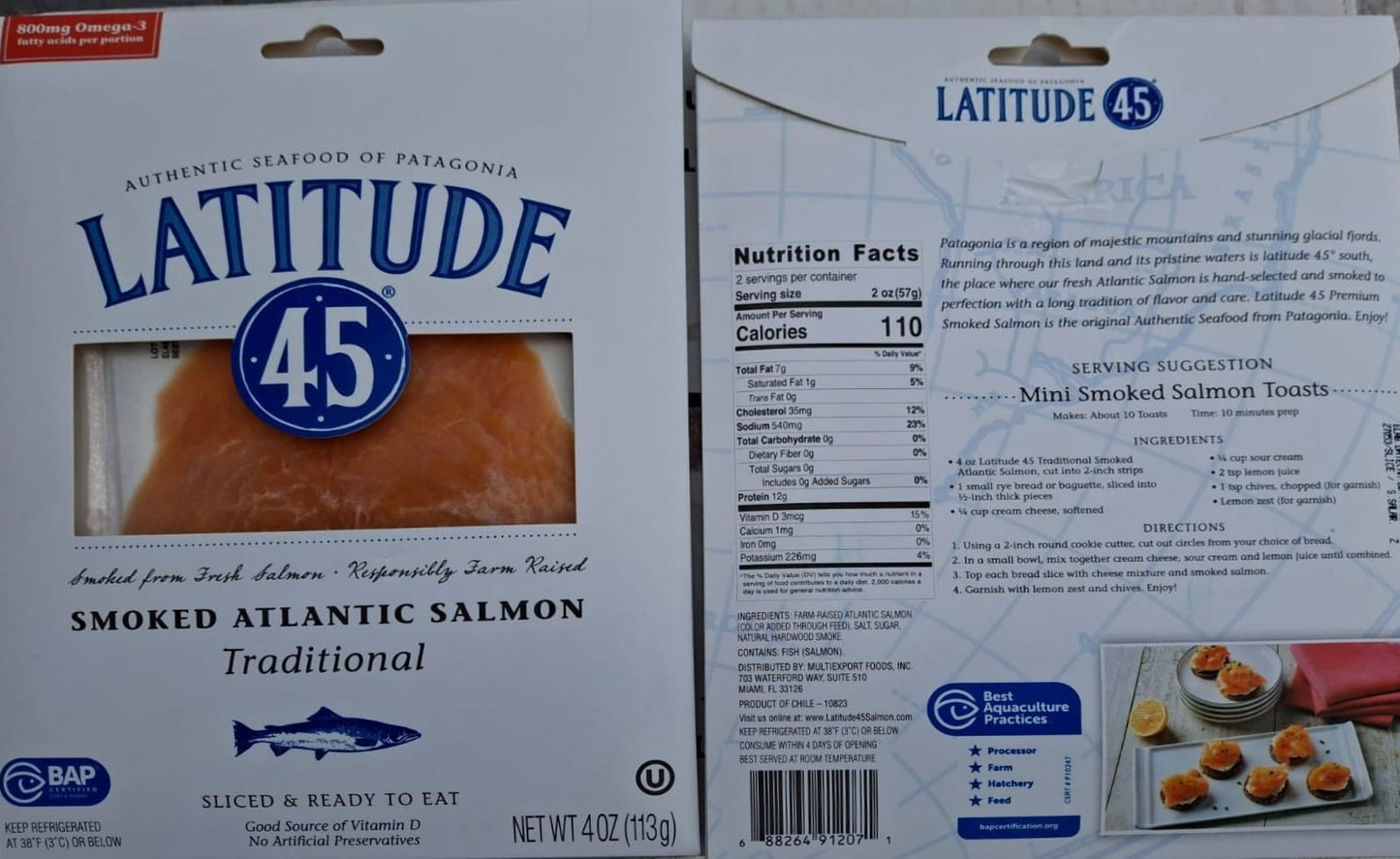 Salmón Ahumado en Frío Laminado 510 grs. (3 Sachets de 170 grs. c/u)